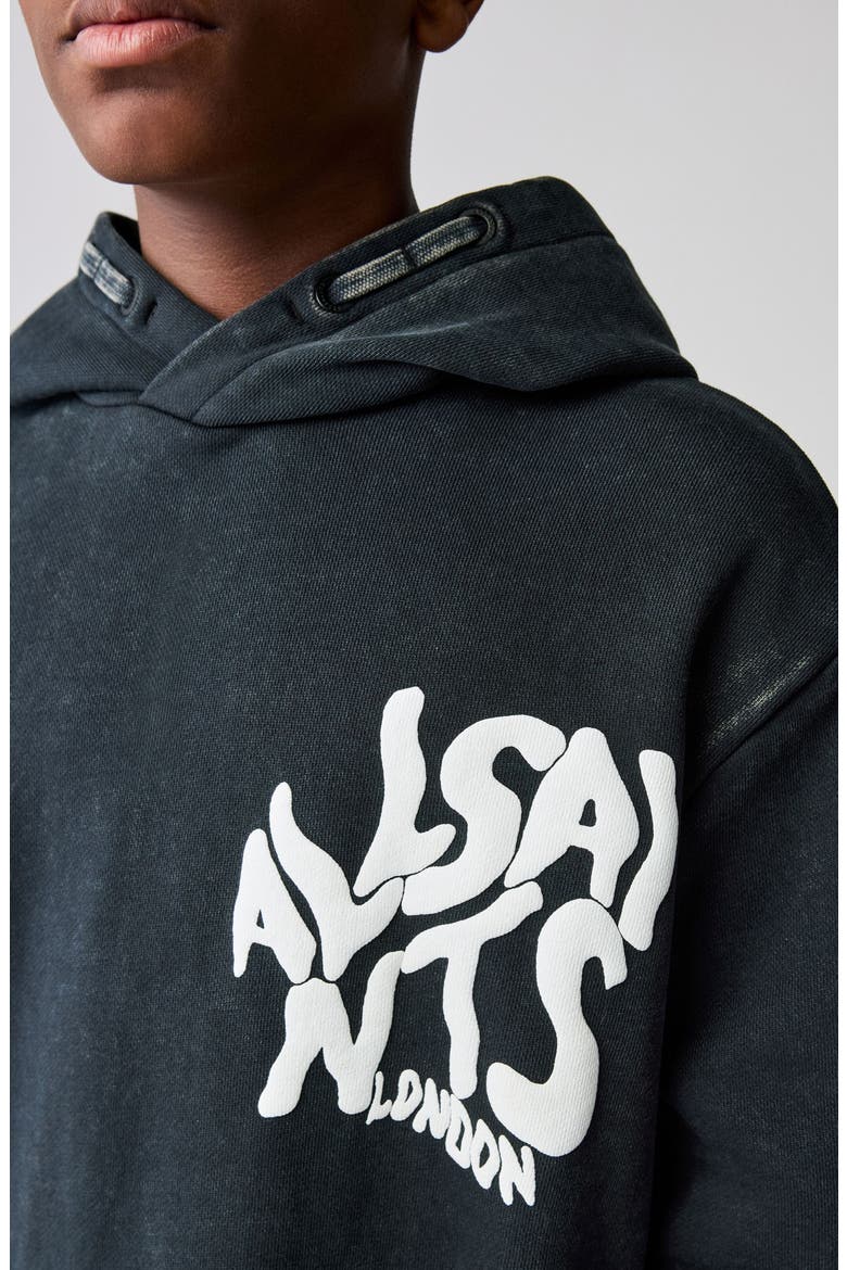 Kids' Distortion Acid Wash Graphic Hoodie, Alternate, color, BLACK