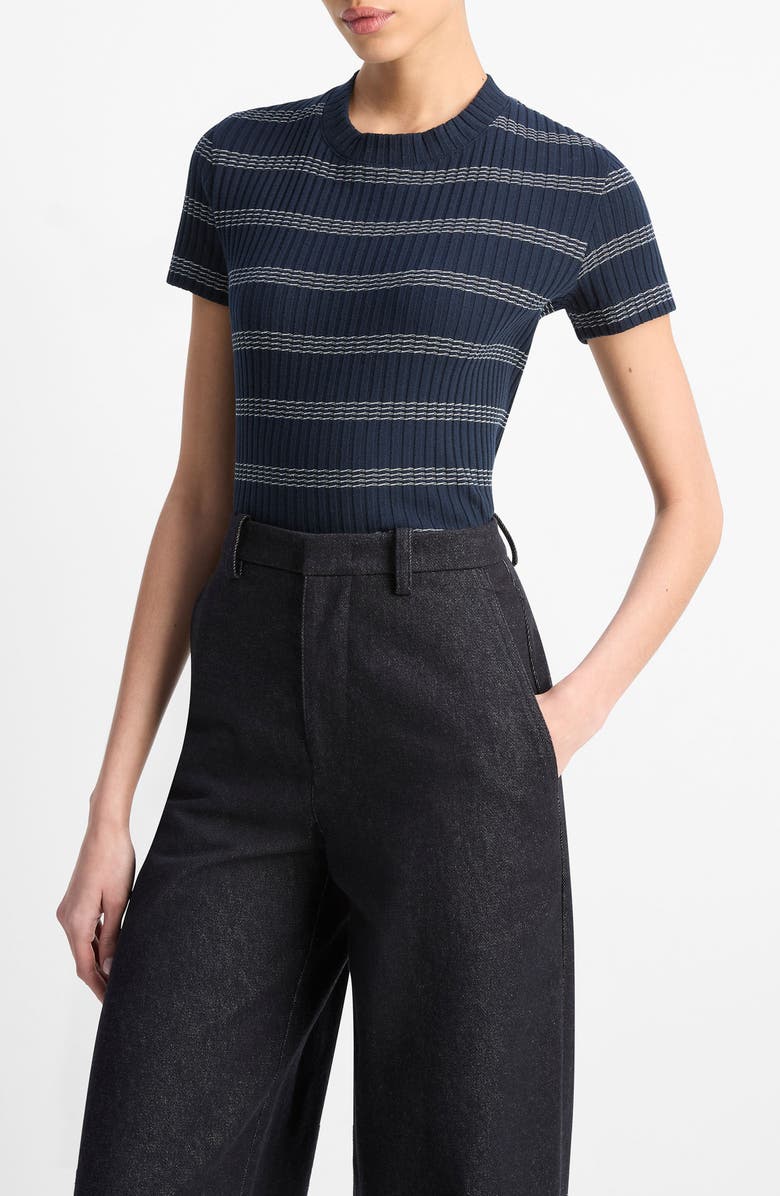 Vince Stripe Rib Sweater, Alternate, color, Coastal Combo