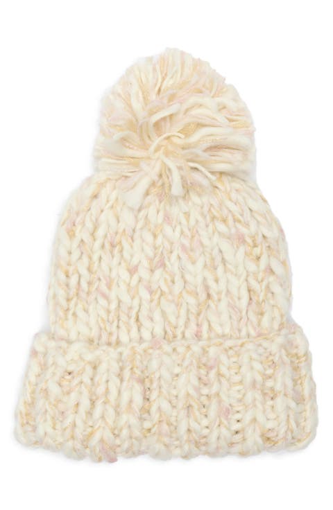 Chunky Metallic Pom Knit Beanie