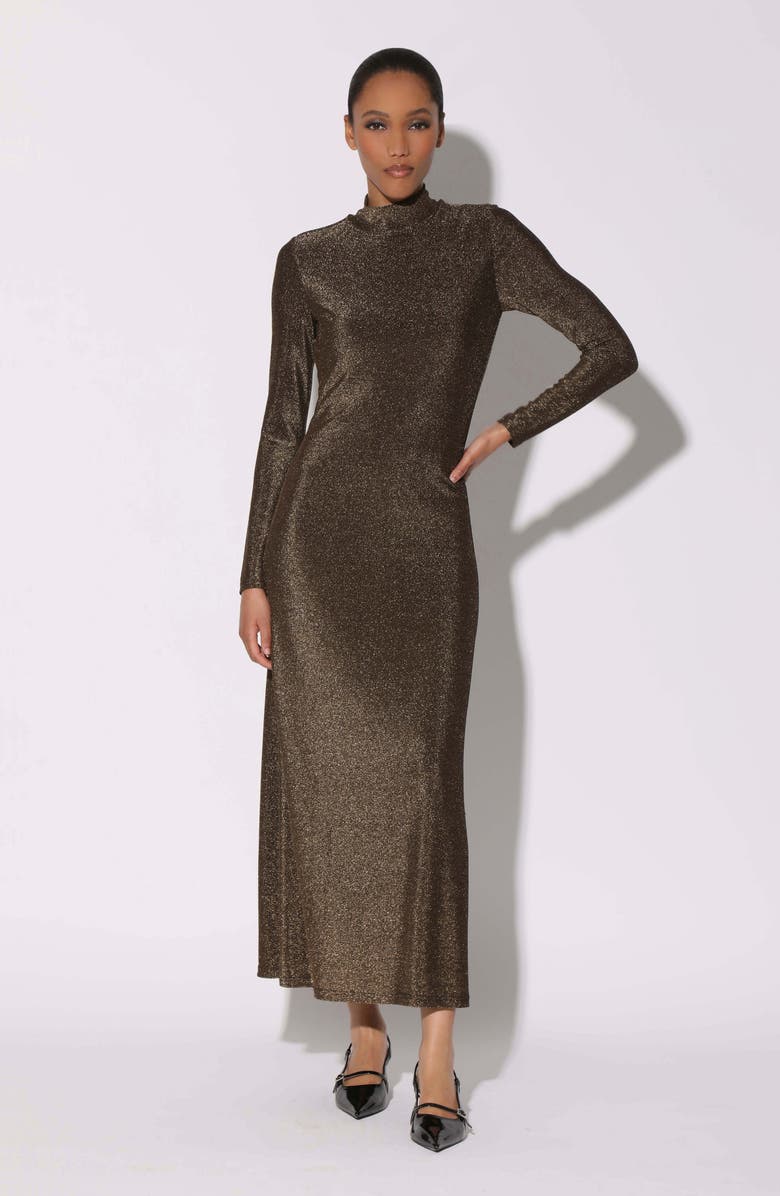 Walter Baker Ella Long Sleeve Metallic Maxi Dress, Alternate, color,
