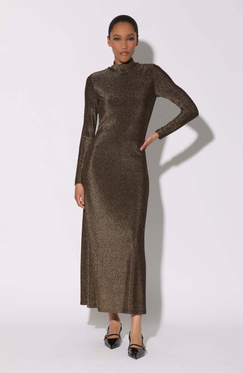 Shop Walter Baker Ella Long Sleeve Metallic Maxi Dress In Shimmer Gold