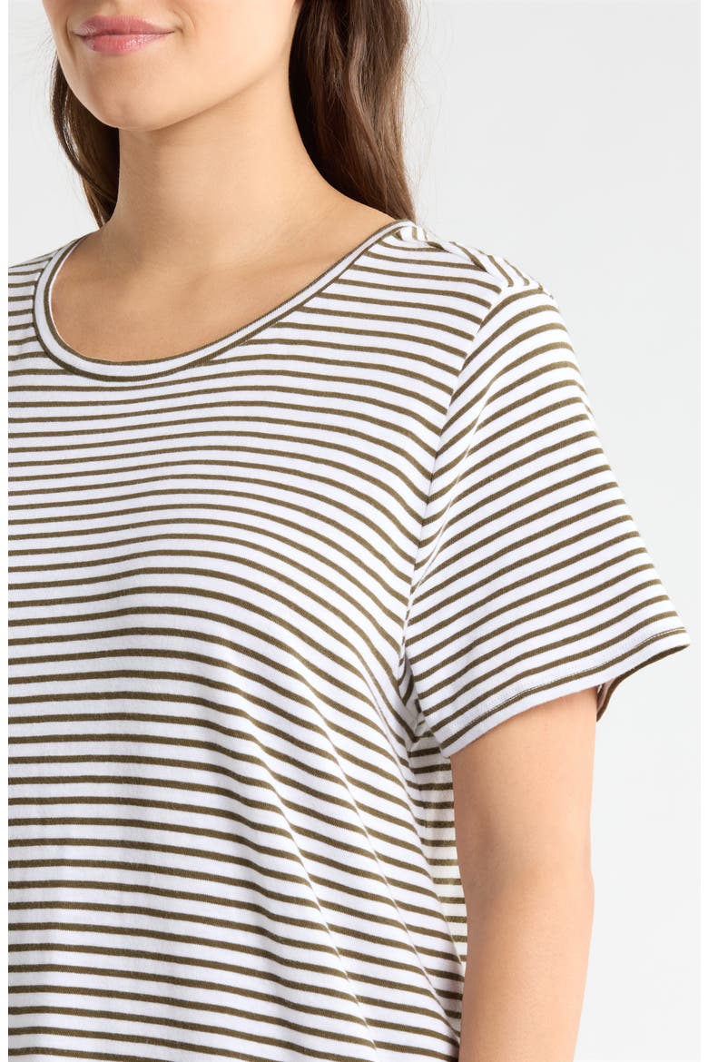 Stripe T-Shirt Midi Dress, Alternate, color, OLIVE