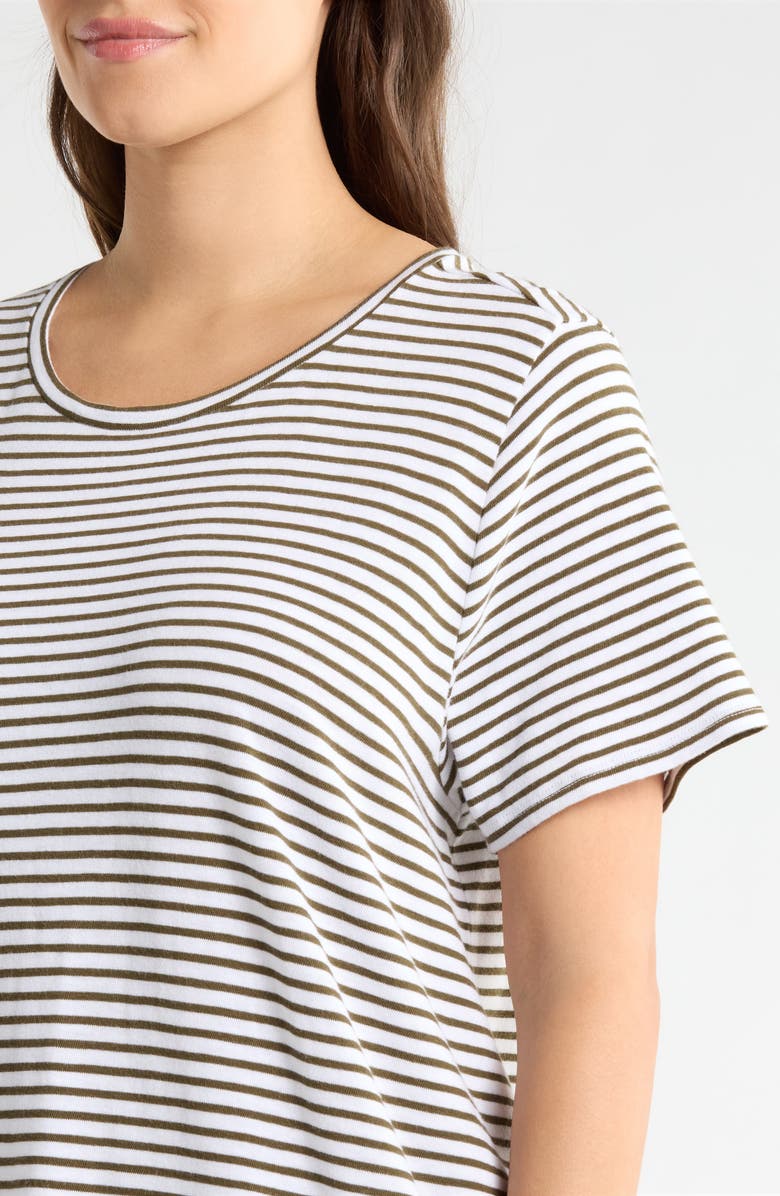 Eileen Fisher Stripe T-Shirt Midi Dress, Alternate, color, Olive