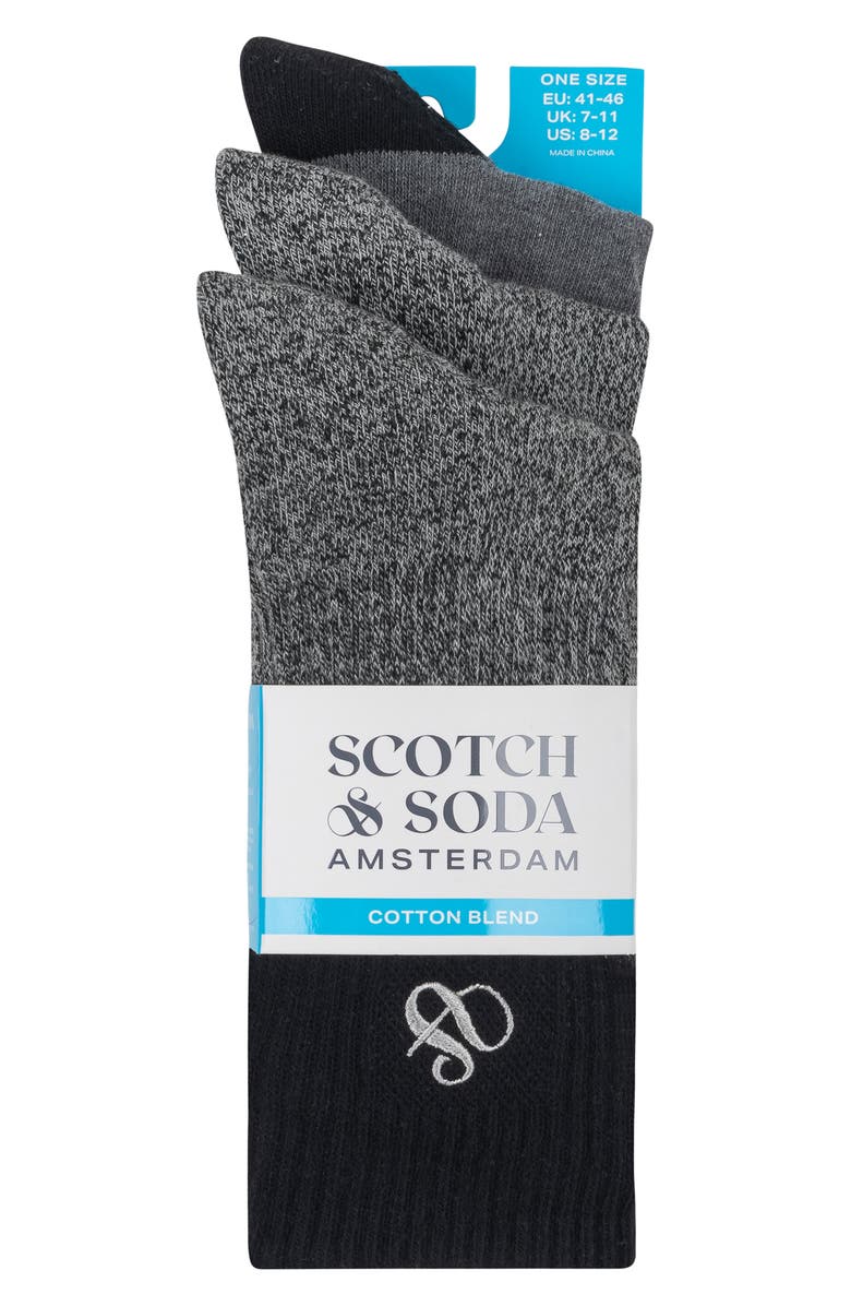 Scotch & Soda 3-Pack Quarter Length Socks, Alternate, color, Black/ White Multi