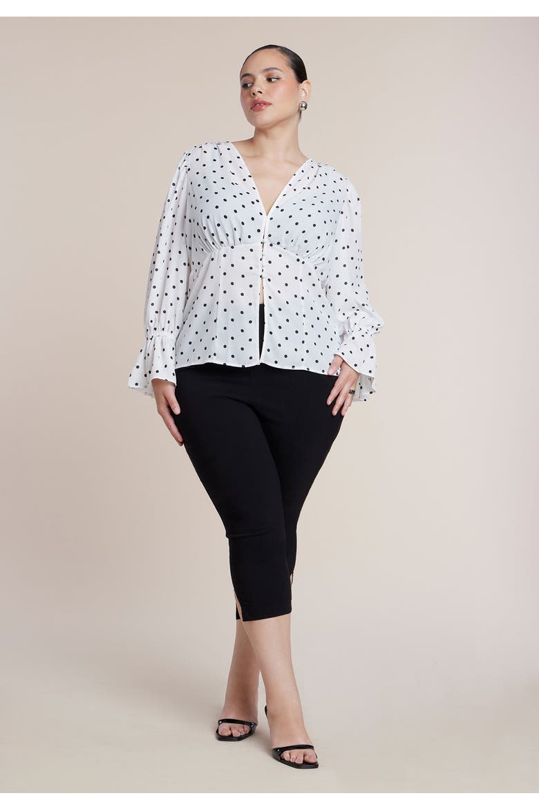 Printed Puff Sleeve Top, Alternate, color, CREAM AND BLACK DOT