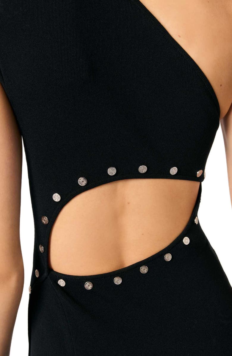 maje Asymmetric knit maxi dress, Alternate, color, 