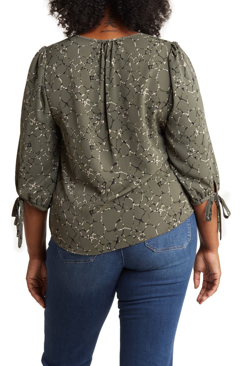 Abstract V-Neck Blouse, Alternate, color, OLIVE