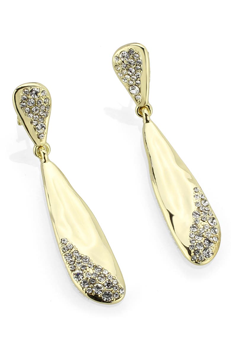Covet 14K Gold Plate Pavé Crystal Teardrop Earrings, Main, color, 