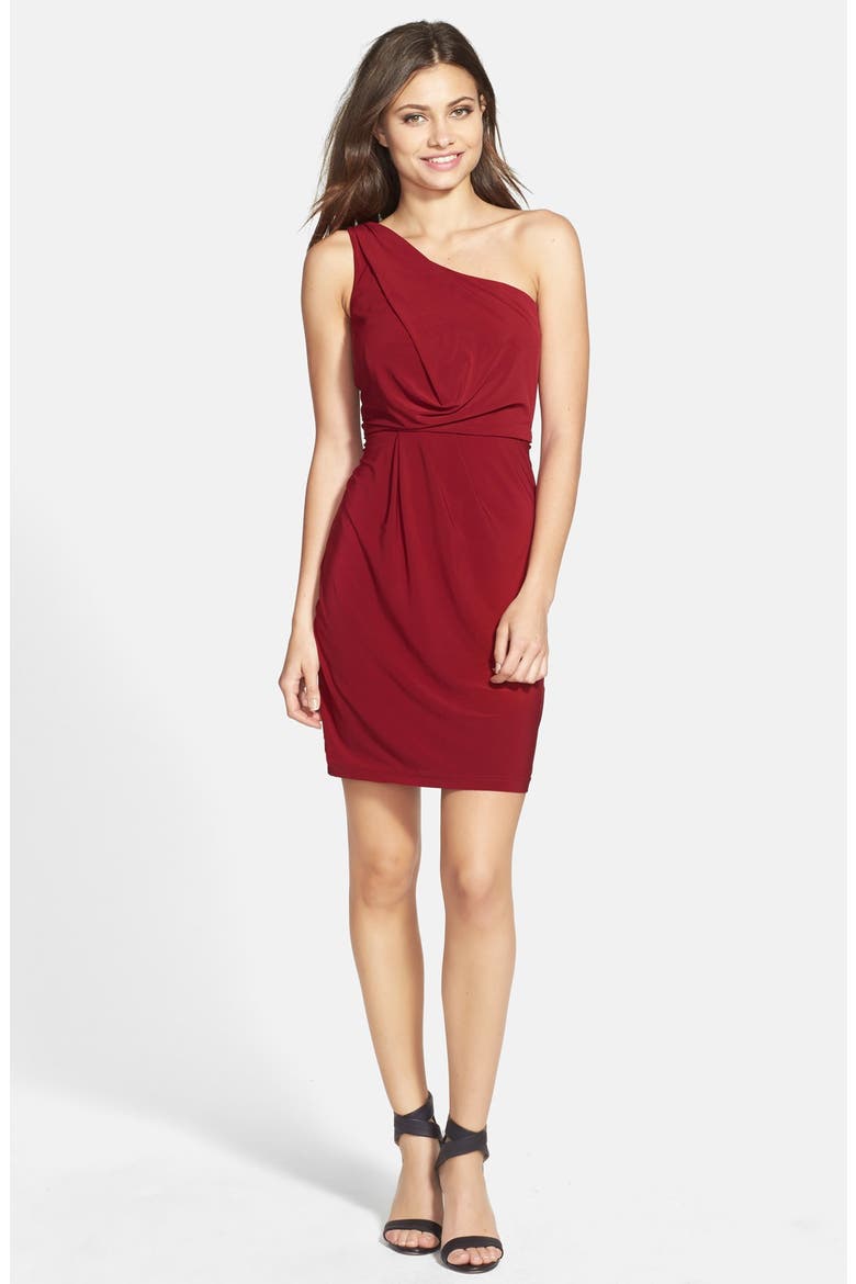 Jersey One-Shoulder Dress, Alternate, color, ROGUE