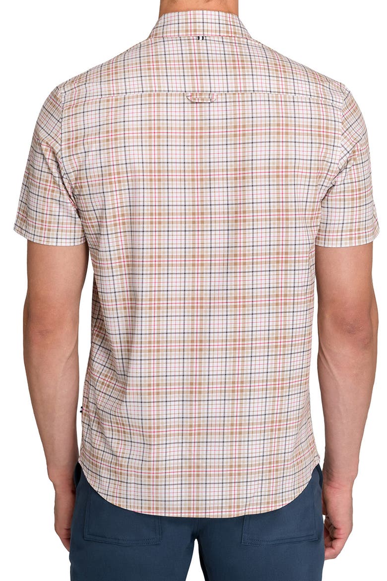 Plaid Woven Short Sleeve Basic, Alternate, color, TAN