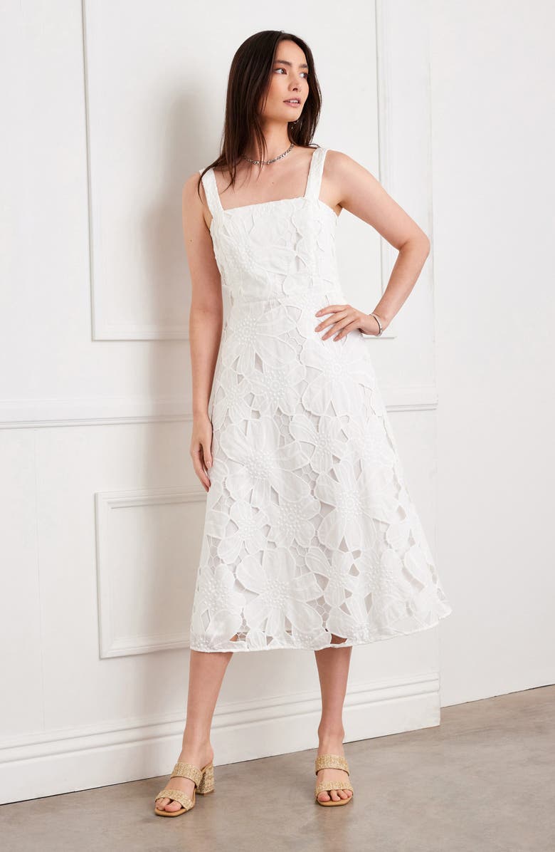 Karen Kane Embroidered Cutout Sundress, Alternate, color, Off White