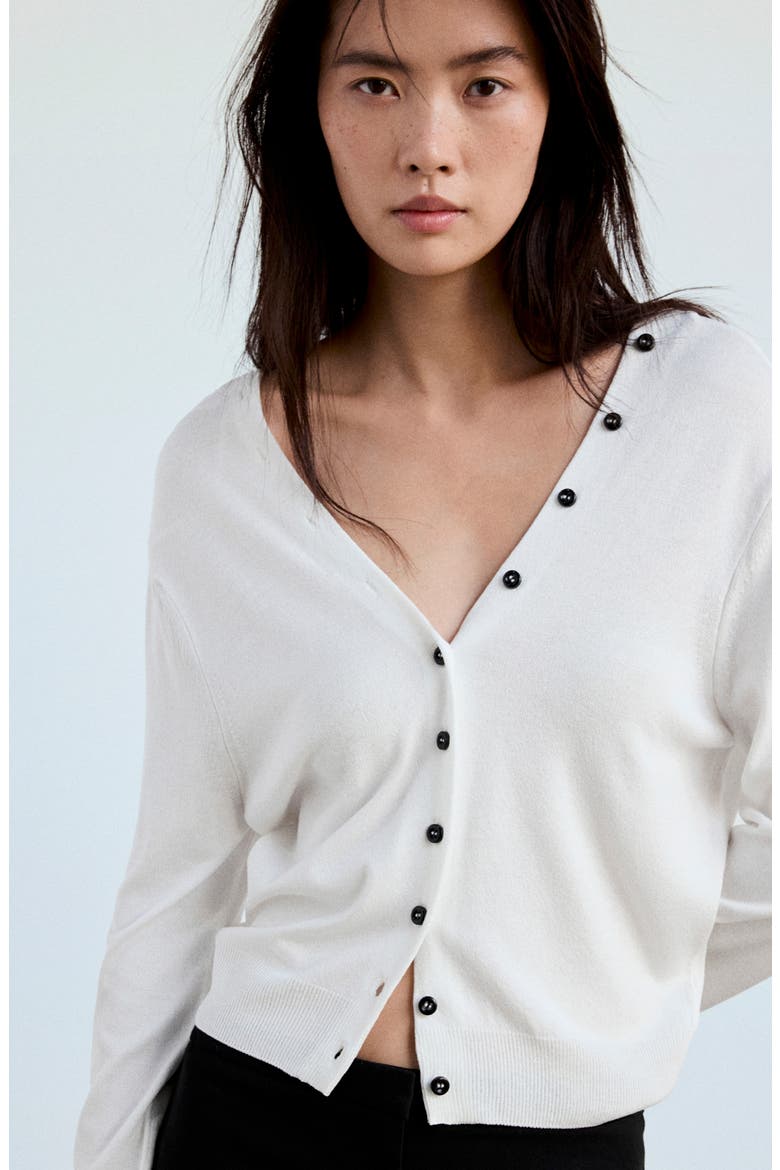 Button Front Cardigan, Alternate, color, WHITE