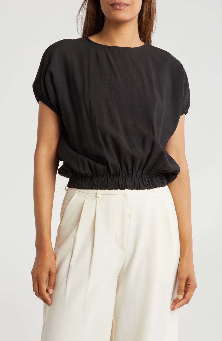 PATRIZIA LUCA Short Sleeve Bubble Crop Top, Main, color, 