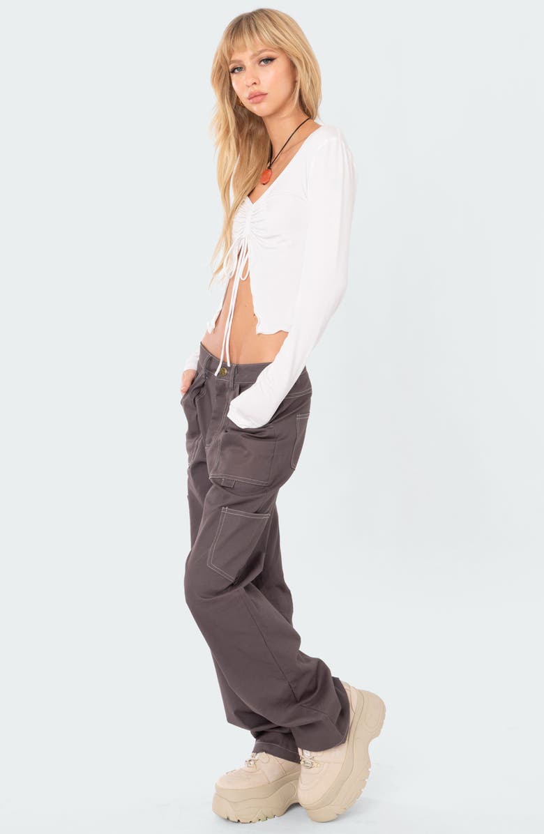 EDIKTED Della Ruched Long Sleeve Top, Alternate, color,