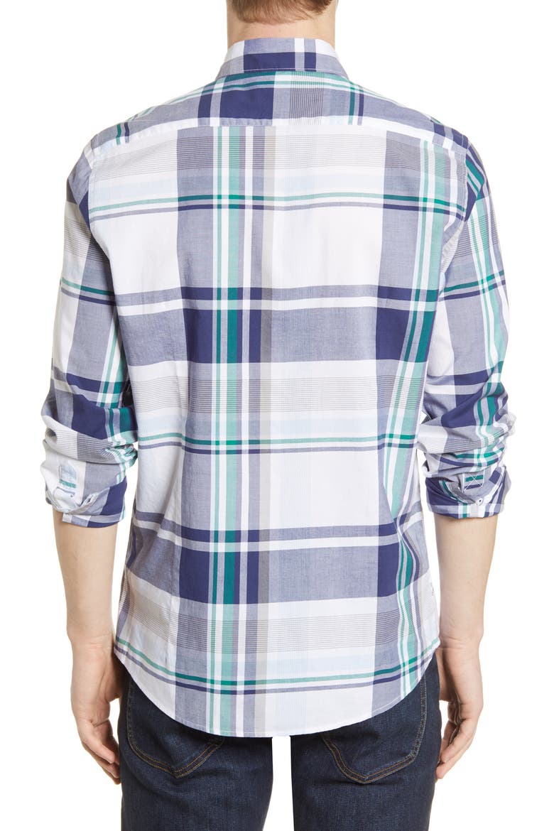 Madras 7 Tailored Fit Button-Down Shirt, Alternate, color, WHITE