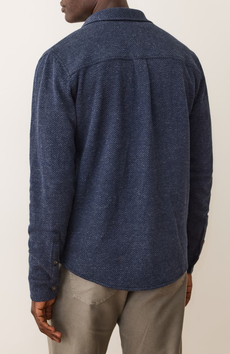 Marine Layer Pacifica Herringbone Stretch Twill Overshirt, Alternate, color, Navy Herringbone