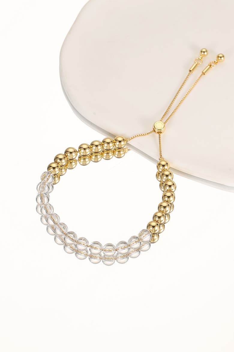 FrostLily Clear Crystal and Bead Bolo Bracelet, Alternate, color, Gold