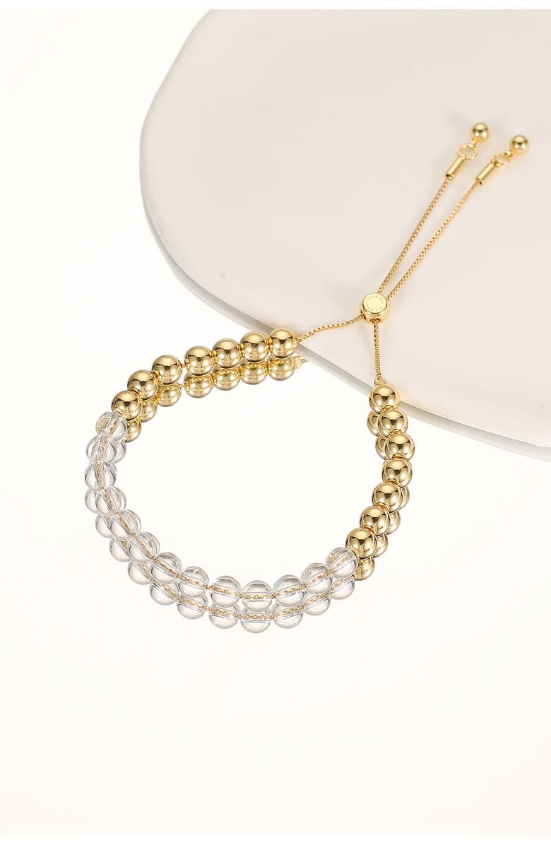 Classicharms FrostLily Clear Crystal and Bead Bolo Bracelet, Alternate, color, Gold