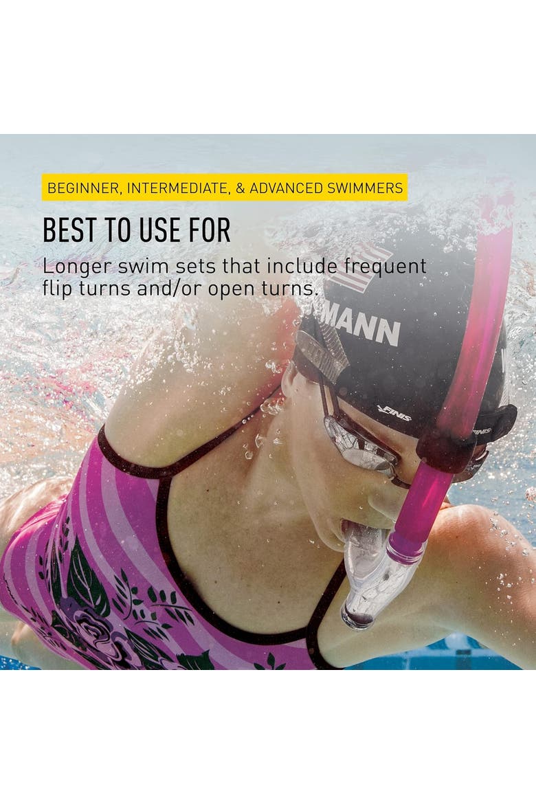 Original Swimmers Snorkel Center Mount Design For Swim Training Adjustable Fit Purge Valve, Alternate, color, Pink