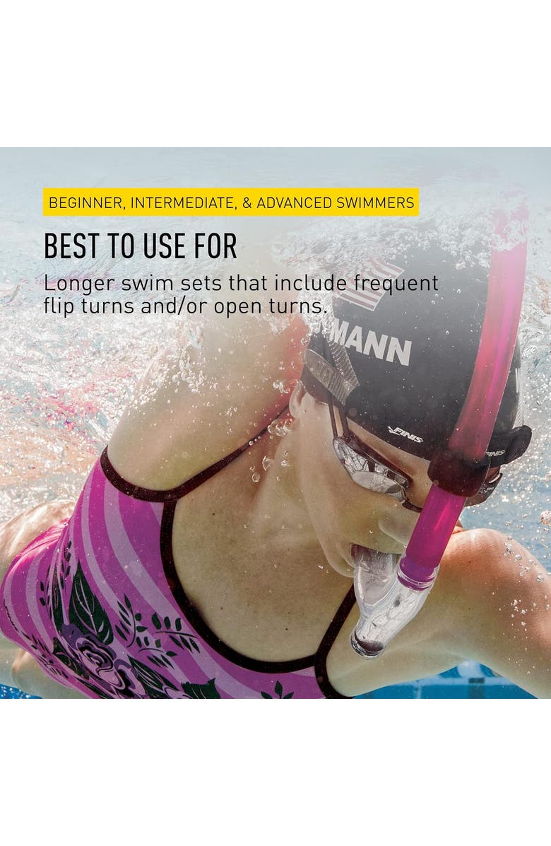 FINIS Original Swimmers Snorkel Center Mount Design For Swim Training Adjustable Fit Purge Valve, Alternate, color, Pink