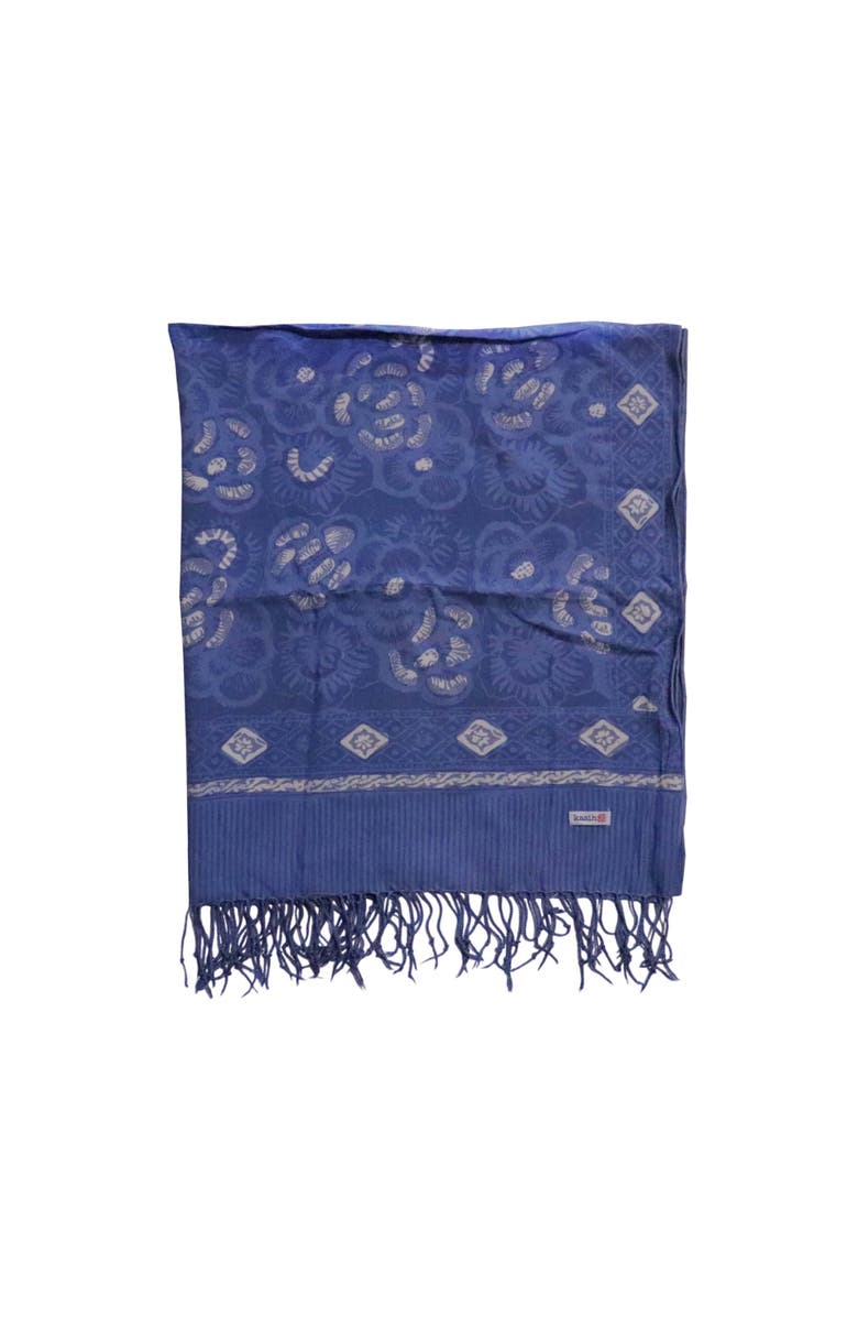 Kasih Co-op Hand Dyed Batik Scarf, Alternate, color, Blue Roses