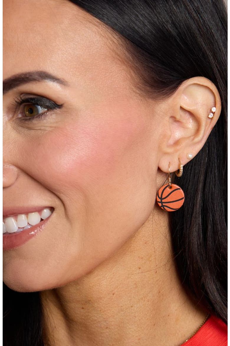 Mini Slam Dunk Basketball Earrings, Alternate, color, Orange