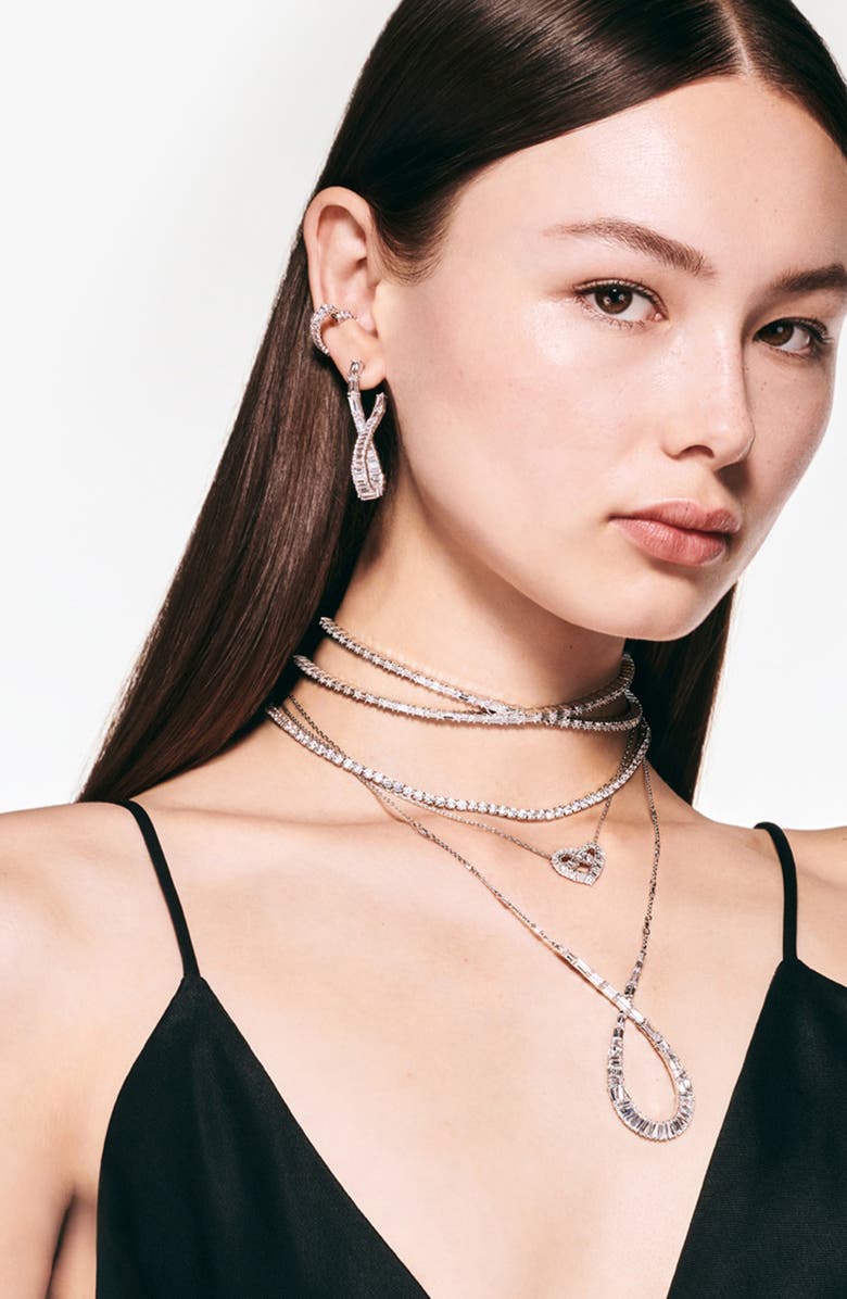 Swarovski Hyperbola Drop Earrings, Alternate, color, Silver