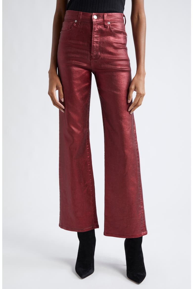 Crosbie High Waist Wide Leg Metallic Pants, Main, color, BURGUNDY