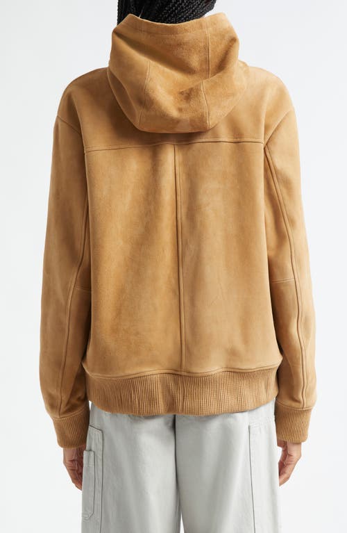Vince Suede Hoodie In Brown