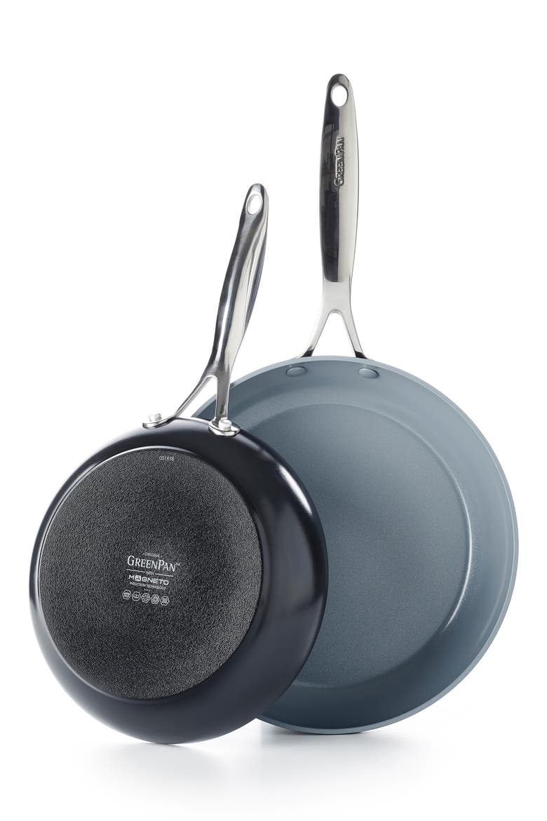 Valencia Pro 10-Inch & 12-Inch Anodized Aluminum Ceramic Nonstick Frying Pan Set, Alternate, color, BLACK