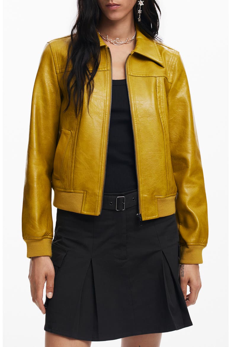 Helsinki Faux Leather Jacket, Main, color, YELLOW