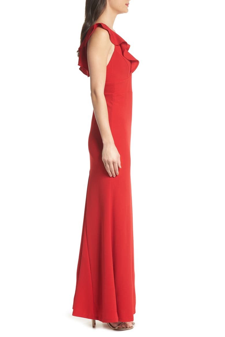 Perfect Opportunity Ruffle Trumpet Gown, Alternate, color, RED
