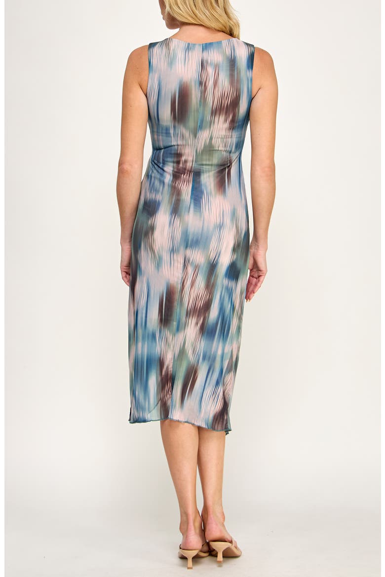 Mesh Fit & Flare Midi Dress, Alternate, color, BLUE/ BROWN/ SAGE