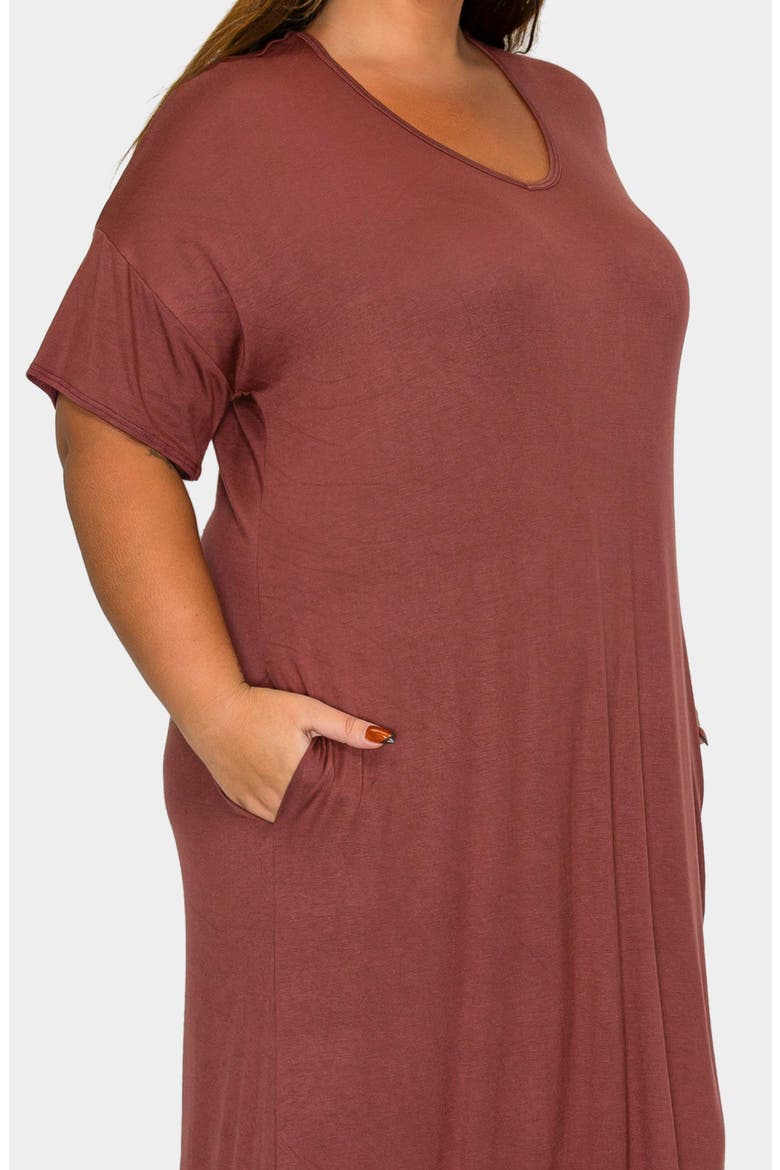 Olivia Short Sleeve Midi Dress, Alternate, color, LIGHT BROWN