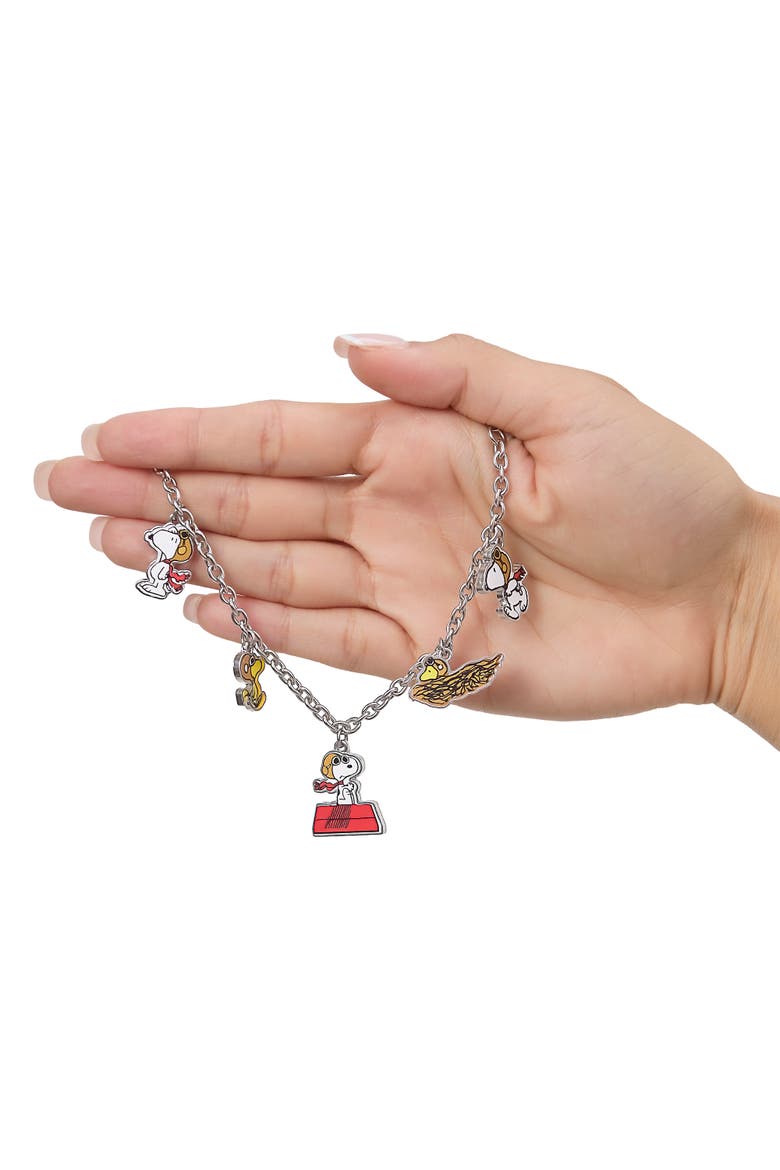 Snoopy & Friends Silver-Tone Charm Bracelet, Alternate, color, Silver