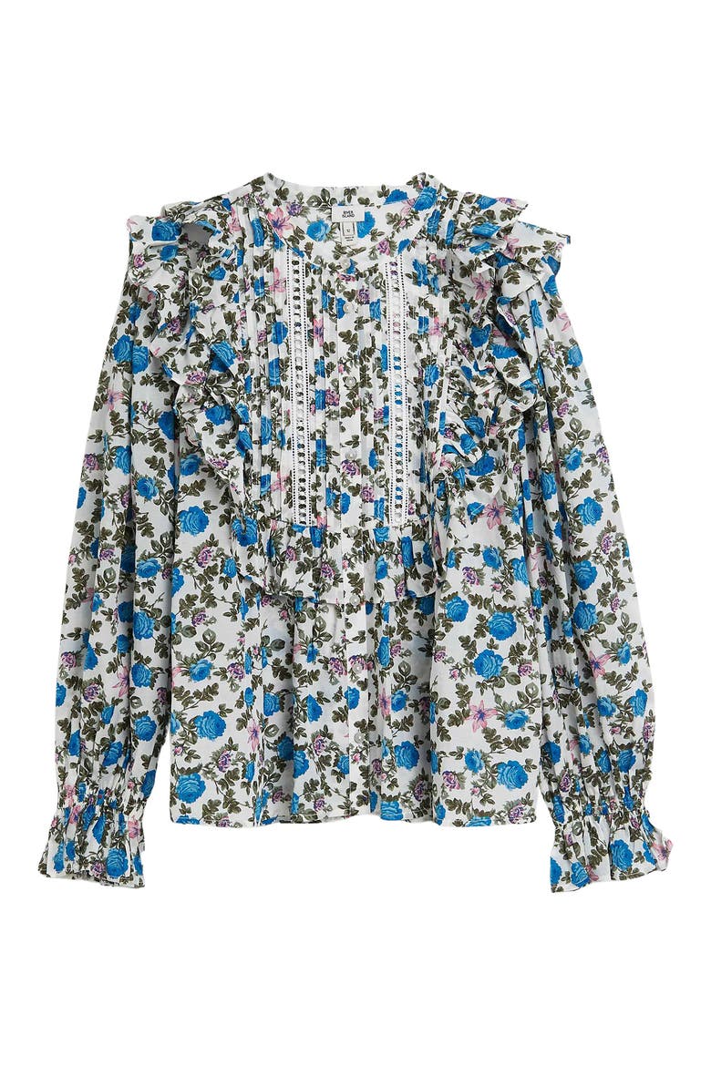 Floral Ruffle Blouse, Main, color, BLUE