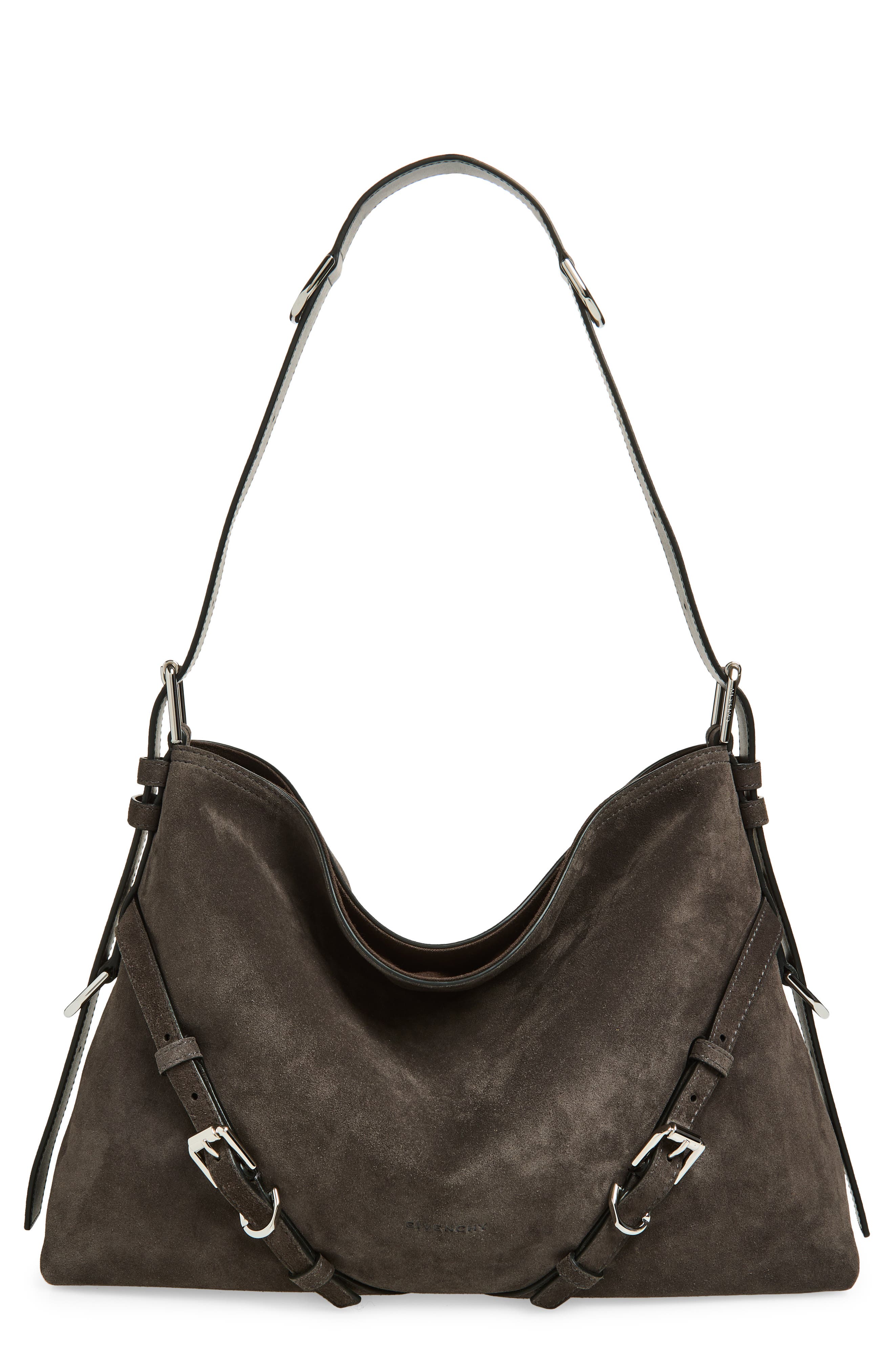 Givenchy Medium Voyou Suede Hobo Bag, Main, color, 021-Dark Grey
