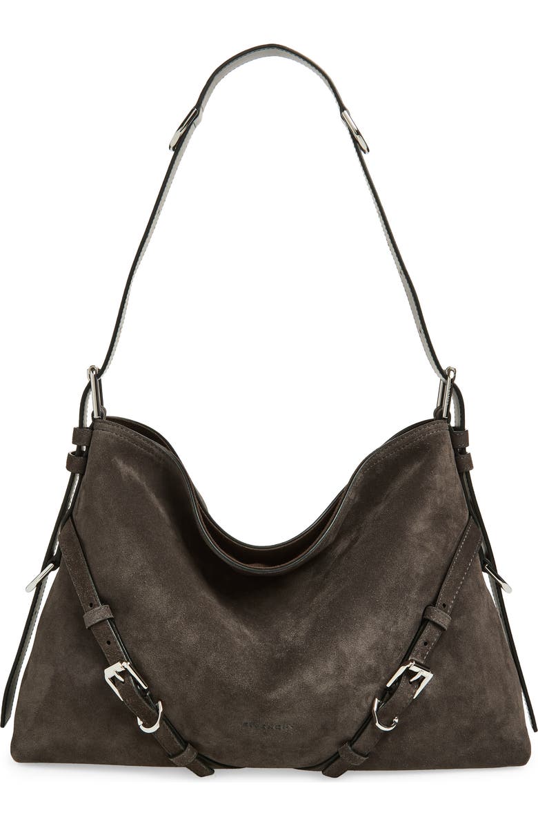 Givenchy Medium Voyou Suede Hobo Bag, Main, color, 021-Dark Grey