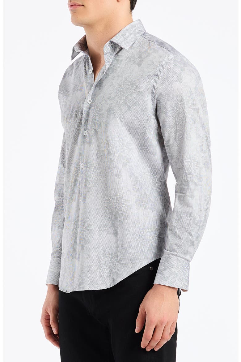 Lexington Floral Stretch Cotton Button-Up Shirt, Alternate, color, WHITE