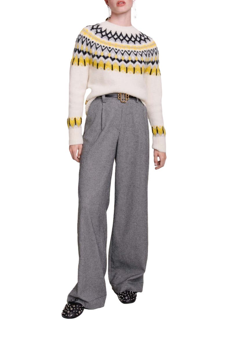 Mamonix Fair Isle Metallic Sweater, Alternate, color, ECRU / YELLOW
