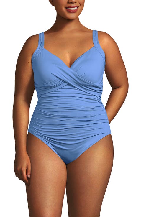 Plus Size Sweetheart Underwire Wrap One Piece Swimsuit