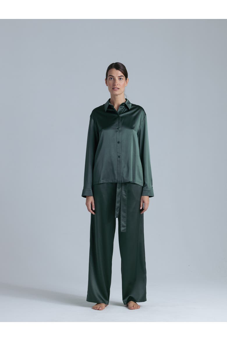 Silk Long Sleeve Shirt, Alternate, color, Rich Green