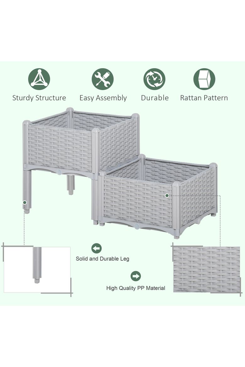 Raised with Legs, Raised Bed to Grow Flowers, Herbs & Vegetables Garden Bed, Alternate, color, Gray