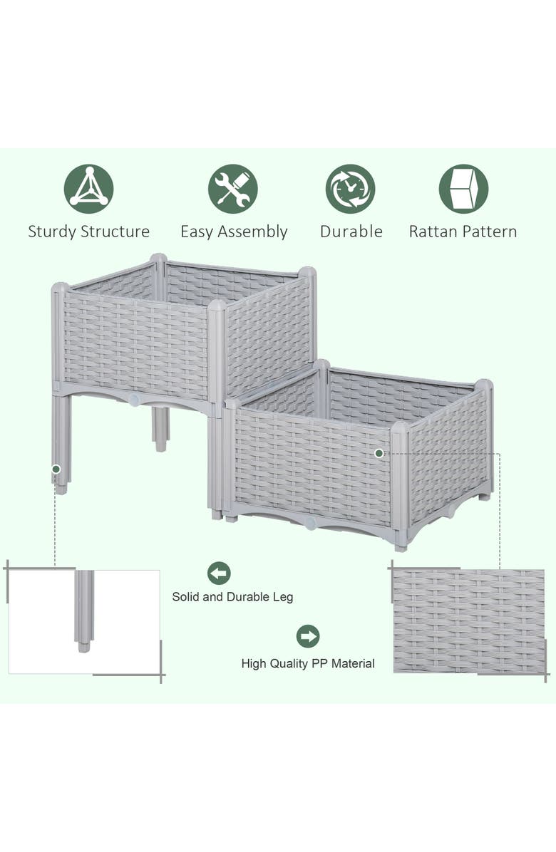 Outsunny Raised with Legs, Raised Bed to Grow Flowers, Herbs & Vegetables Garden Bed, Alternate, color, Gray