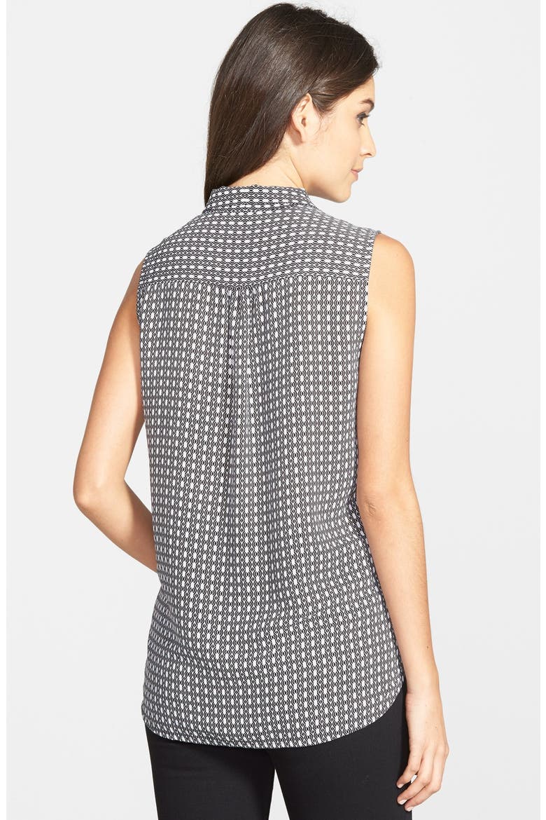 Sleeveless Faux Wrap Blouse, Alternate, color, BLACK/ WHITE LINED ELLIPSE