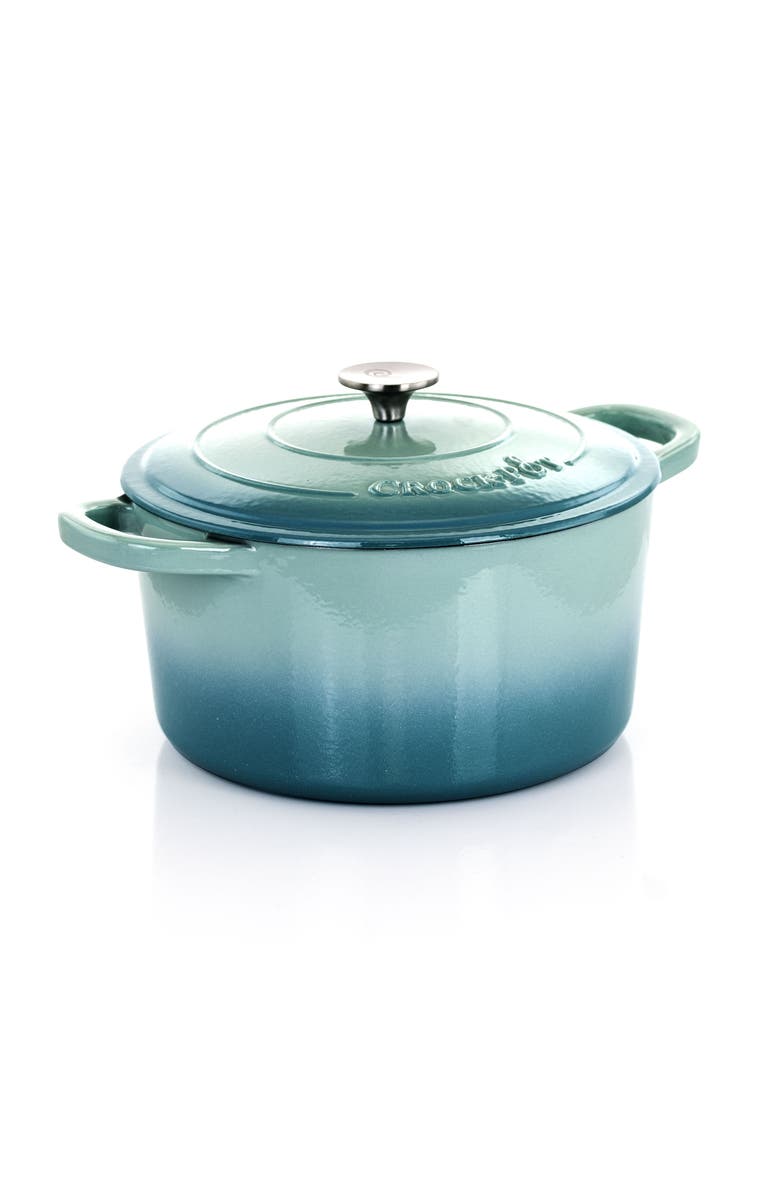 Crock-pot 2 Piece 7 Quarts Enamled Cast Iron Dutch Oven, Main, color, Blue