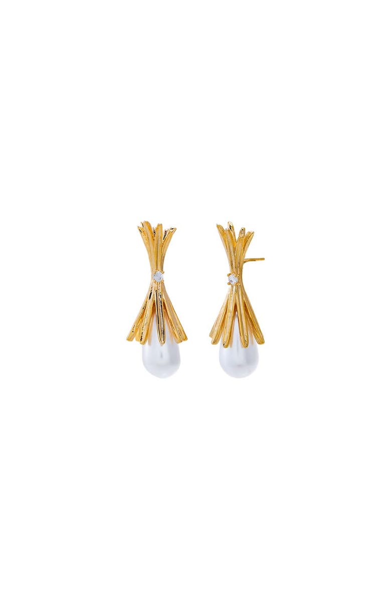 BY ADINA EDEN Gold Tassel Pearl Drop Earring, Main, color, 