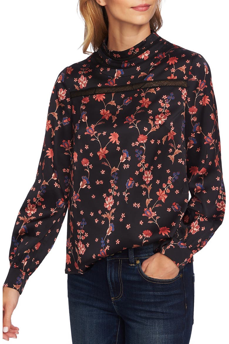 Bohemian Garden Crochet Detail Blouse, Alternate, color, RICH BLACK