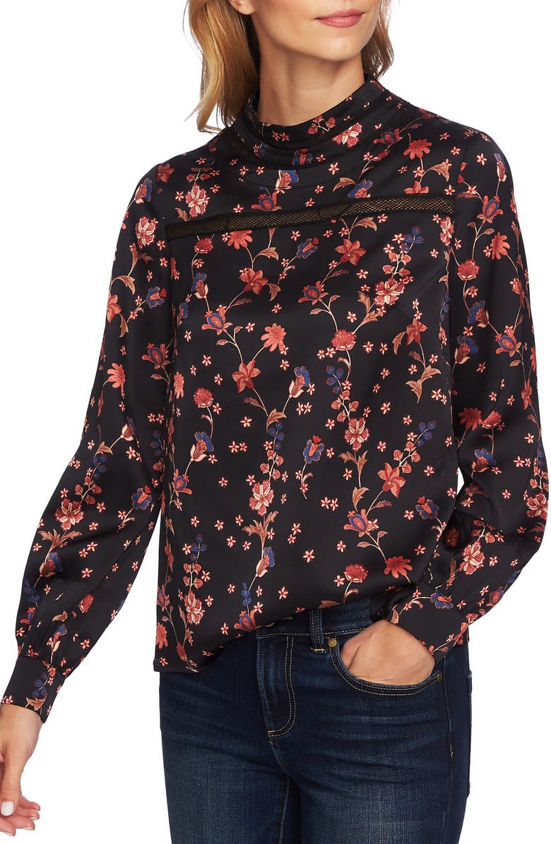 CeCe Bohemian Garden Crochet Detail Blouse, Alternate, color,