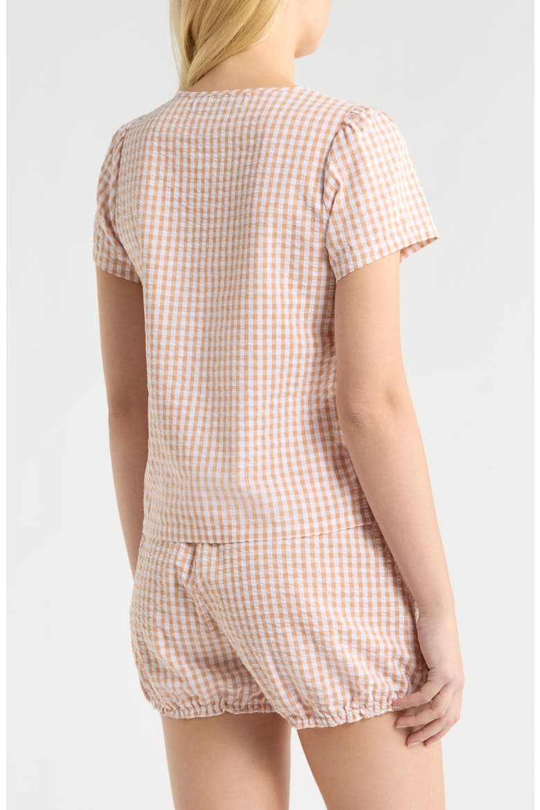 Gingham Seersucker Bloomer Short Pajamas, Alternate, color, TAN COMBO